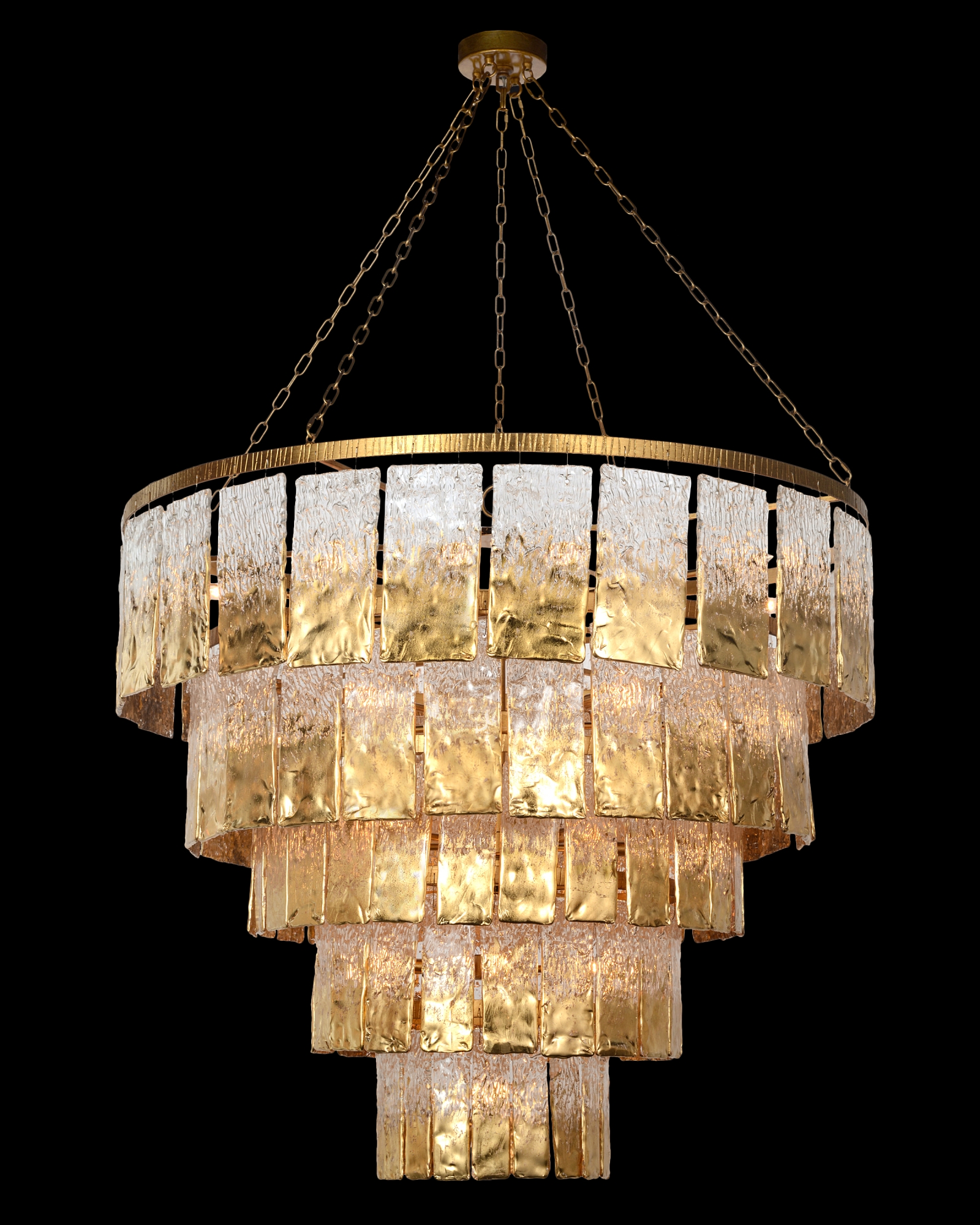 Twilight Twenty-Four-Light Slumped Glass Chandelier, Gold