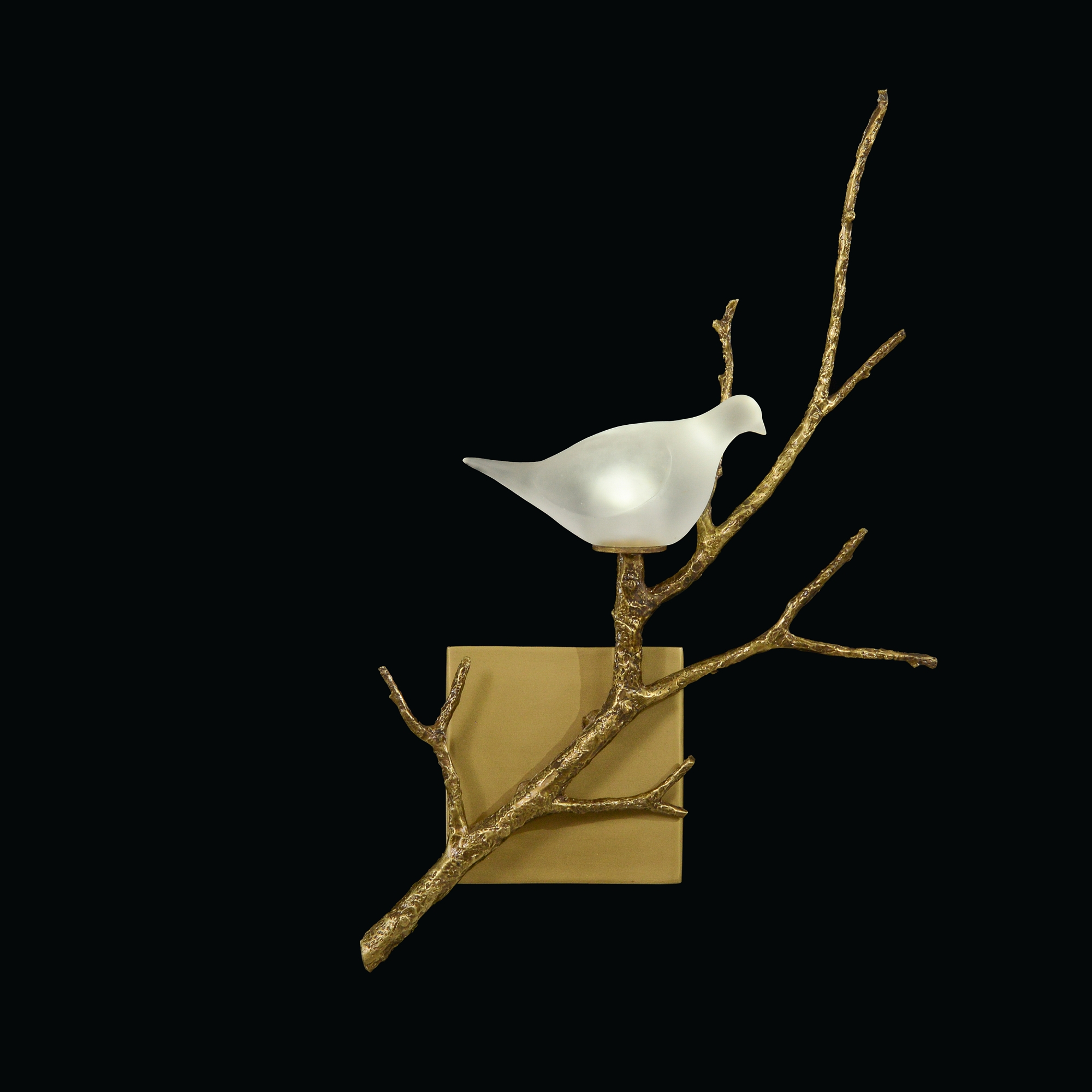 White Lazurite Dove and Brass Wall Sconce II