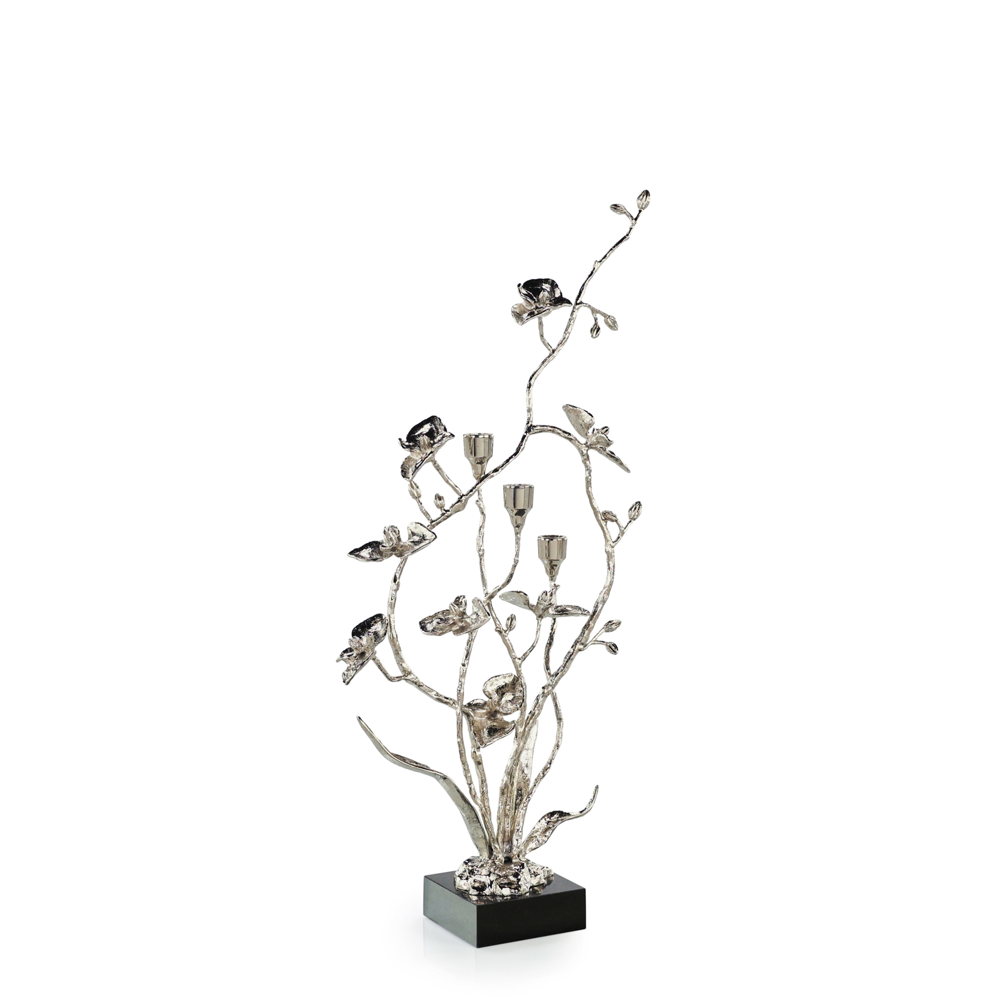 Orchids in Bloom Candleholder, Small Nickel