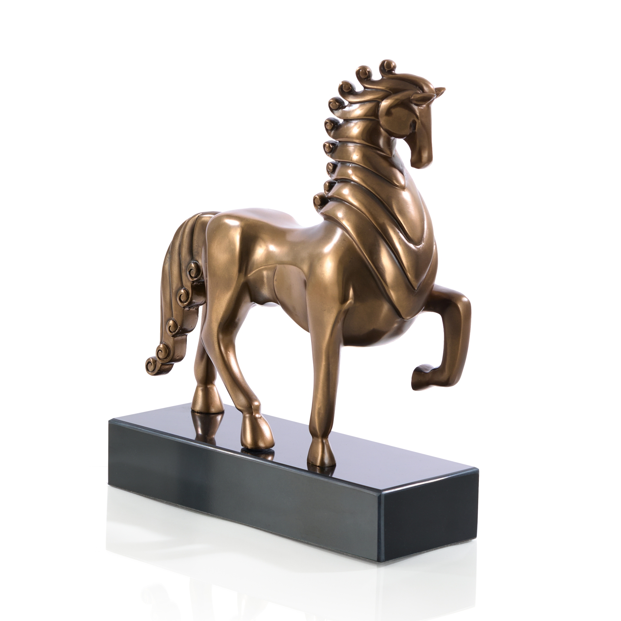 Plated Horse Sculpture on Marble