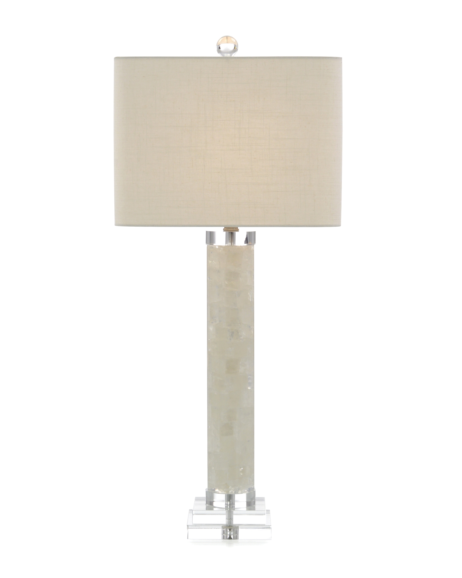 White Calcite and Quartz Table Lamp