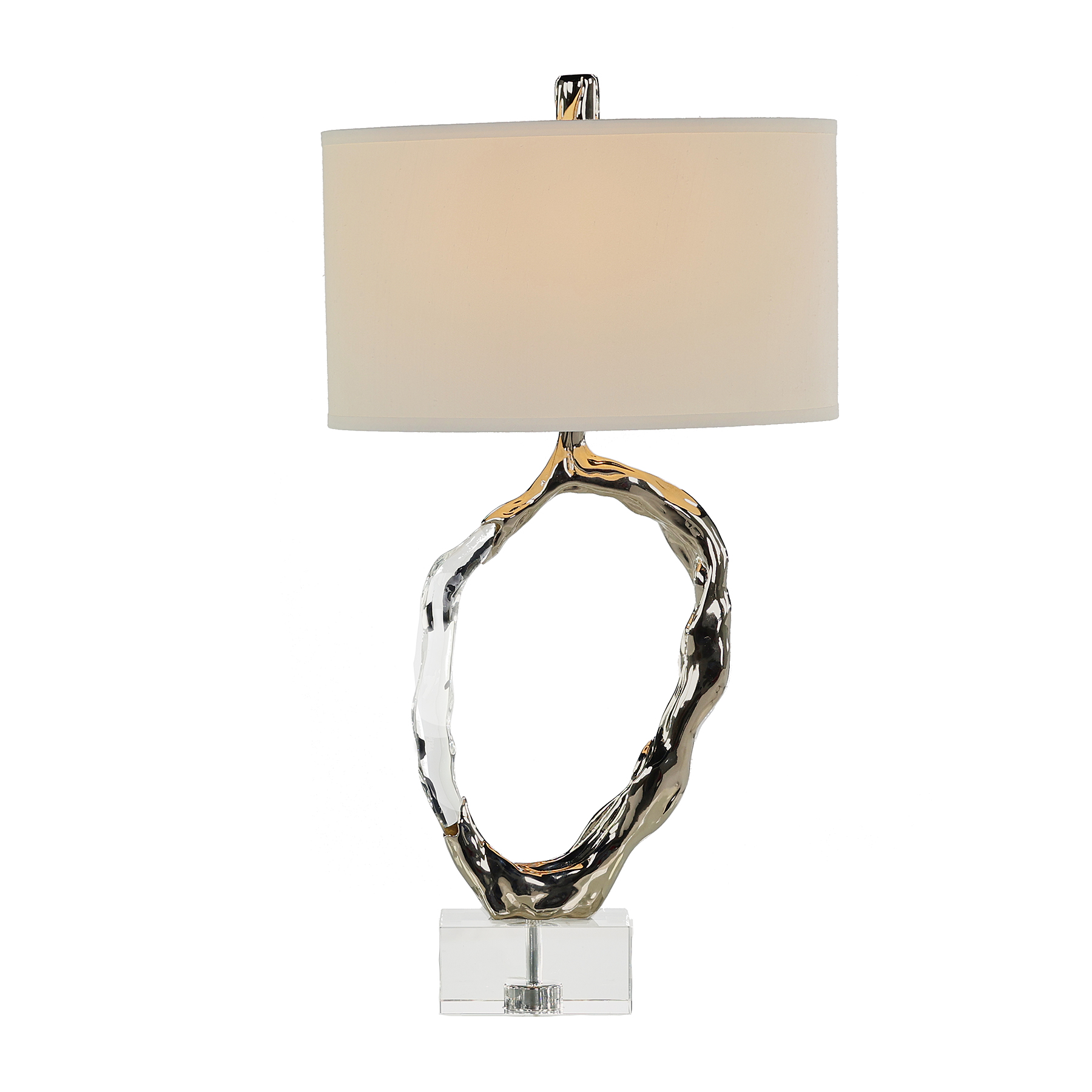 Metallic Ice Table Lamp, Nickel
